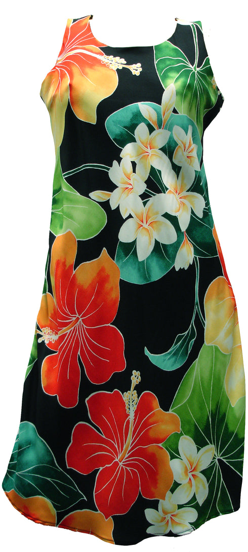 Full Bloom Women's Short Tank Flared Hawaiian Dress