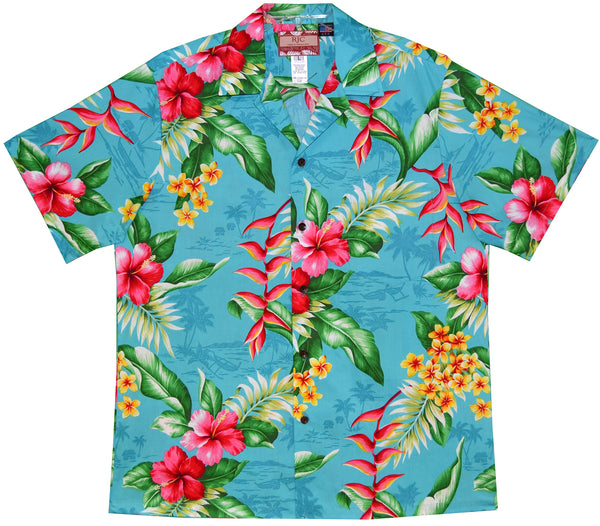 Maui Hibiscus Heliconia Men's Hawaiian Shirt