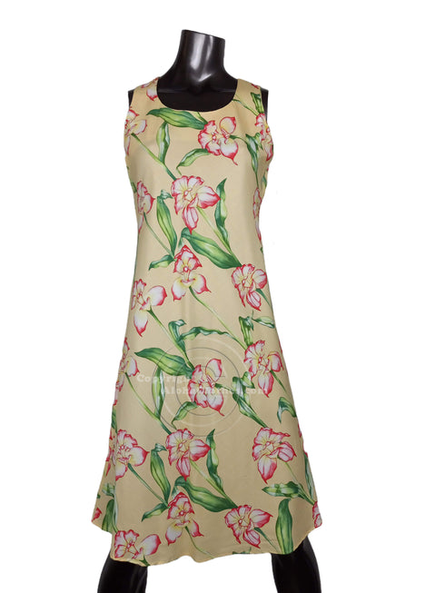 Orchid Panel Women's Short Tank Flared Hawaiian Dress