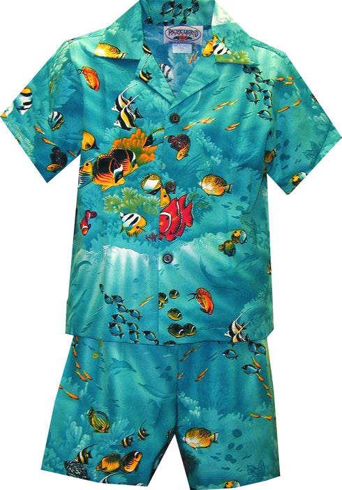 Marine Aquarium Fish Boy's 2pc Hawaiian Cabana Set