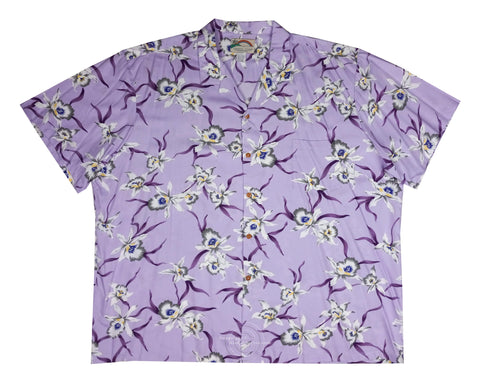 Paradise Found Men's Star Orchid Tom Selleck Magnum PI Hawaiian Shirt