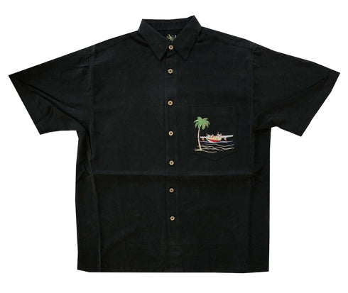 Bamboo Cay Santa at the Beach Embroidered Christmas Shirt