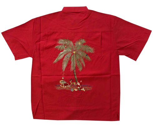 Bamboo Cay Resting Santa in Paradise Embroidered Christmas Shirt