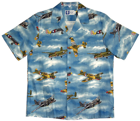 Vintage Fighter Airplane Men's Hawaiian Shirt