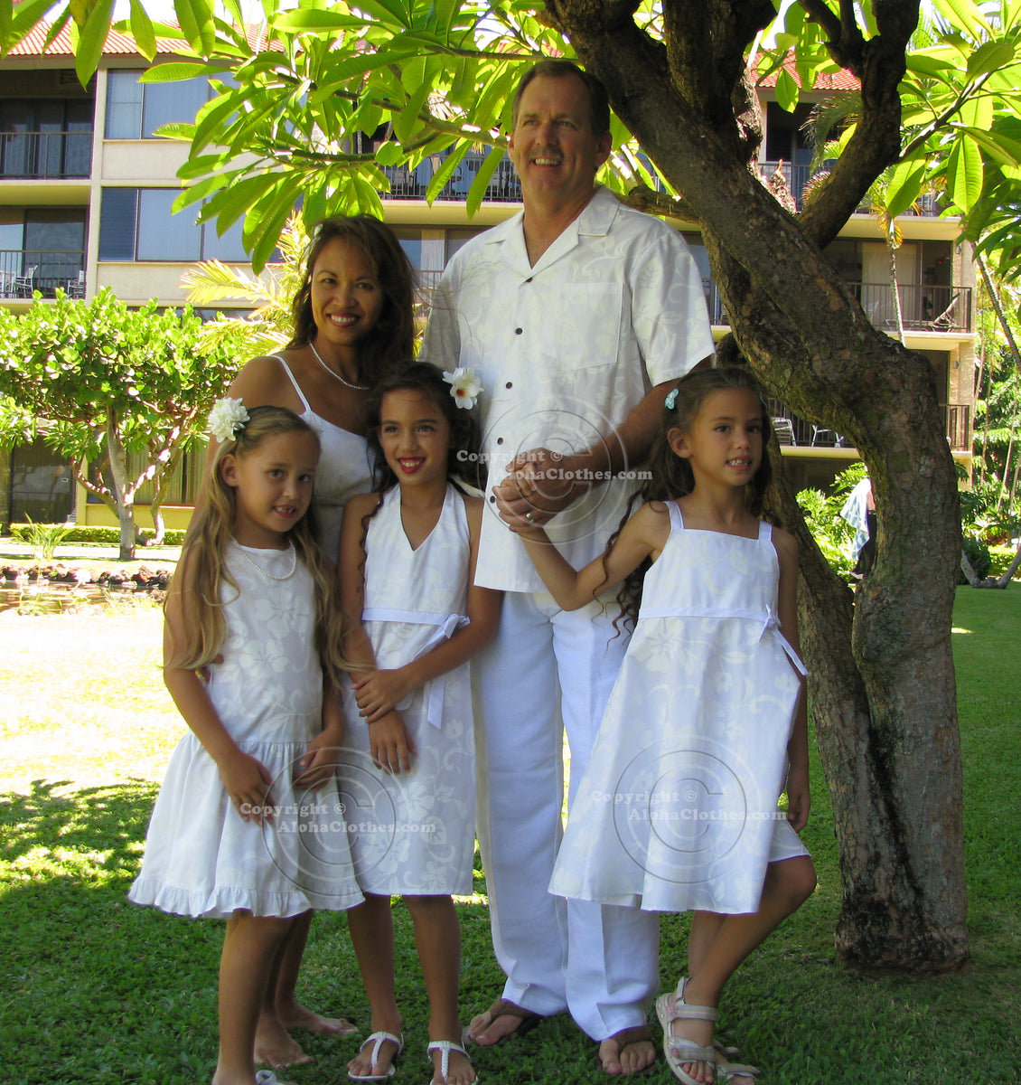 Waikiki White Hawaiian Wedding Shirt
