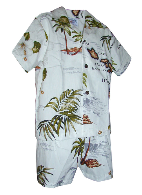 Hawaiian Islands Archipelago Boy's 2pc Hawaiian Cabana Set
