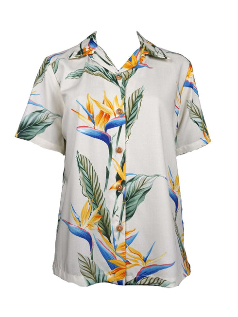 Bird of Paradise Panel Women's Hawaiian Camp Shirt