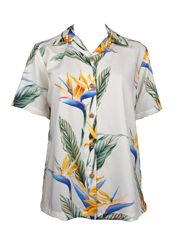 Bird of Paradise Panel Women's Hawaiian Camp Shirt