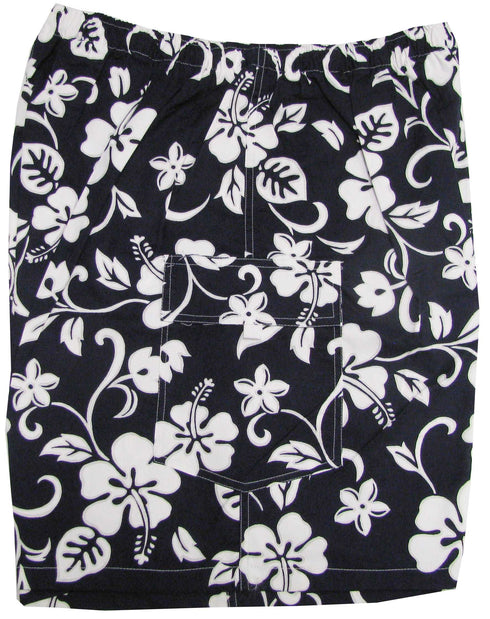 Classic Hibiscus Men's Elastic Waist 3-Pocket Cotton Shorts