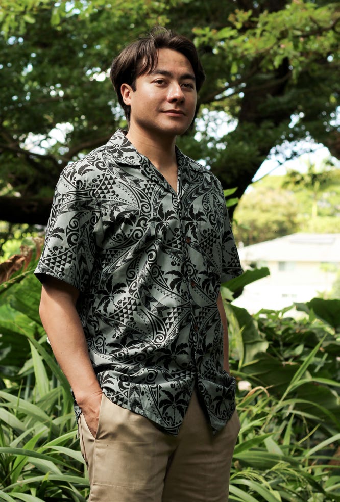 coconut palm tshirt Tribal Coconut Palm Men's Hawaiian Shirt – AlohaClothes