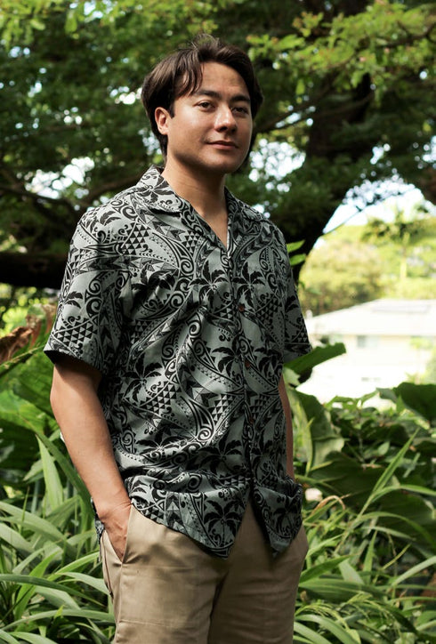 Tribal Coconut Palm Men's Hawaiian Shirt