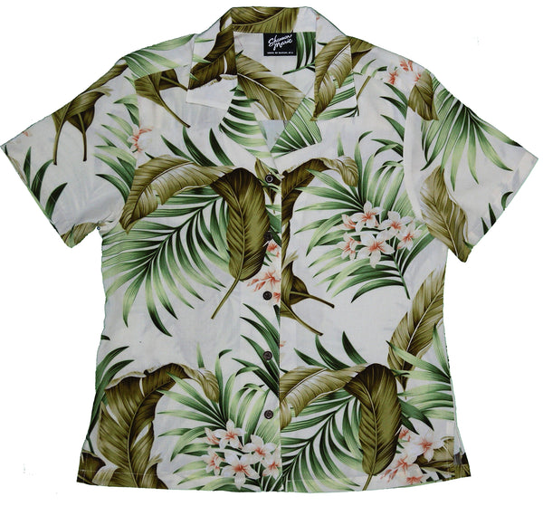 Plumeria Paradise Women's Hawaiian Camp Shirt – 100% Rayon, Made in Hawaii | RJC
