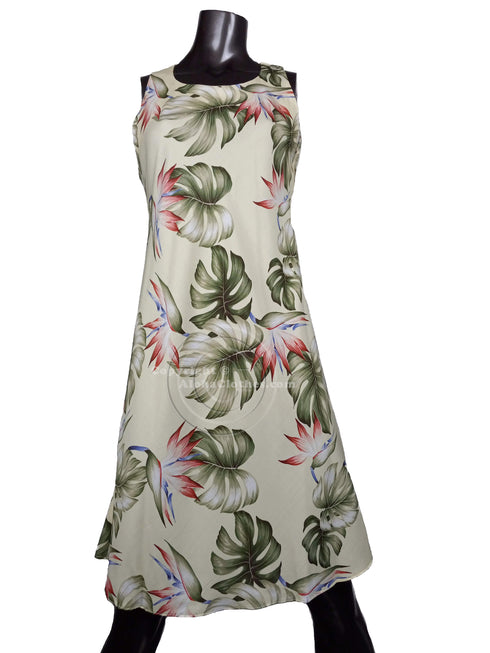 Monstera Paradise Women's Short Tank Flared Hawaiian Dress