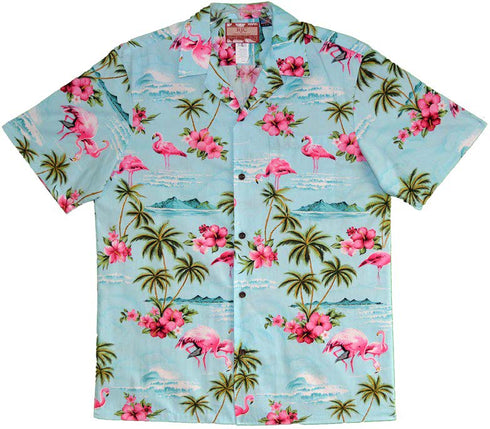 Pink Flamingo Hibiscus Men's Hawaiian Shirt