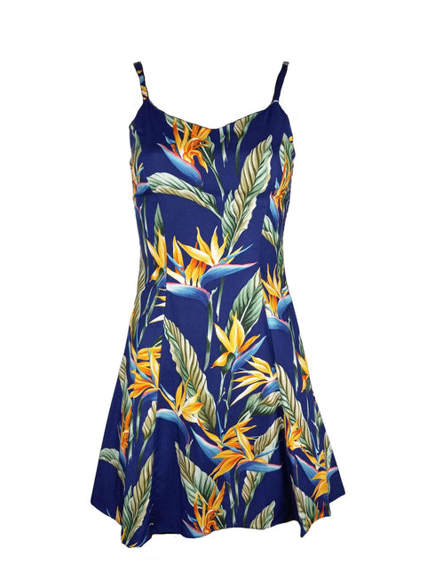 Bird of Paradise Panel Women's Princess Seam Flared Hawaiian Dress (Petite Size)