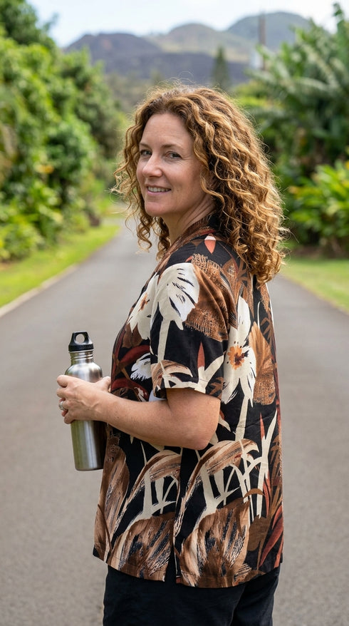 Oriental Watercolor Women's Hawaiian Camp Shirt – 100% Rayon, Made in Hawaii | RJC