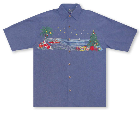 Bamboo Cay Mens Christmas In Paradise Embroidered Shirt