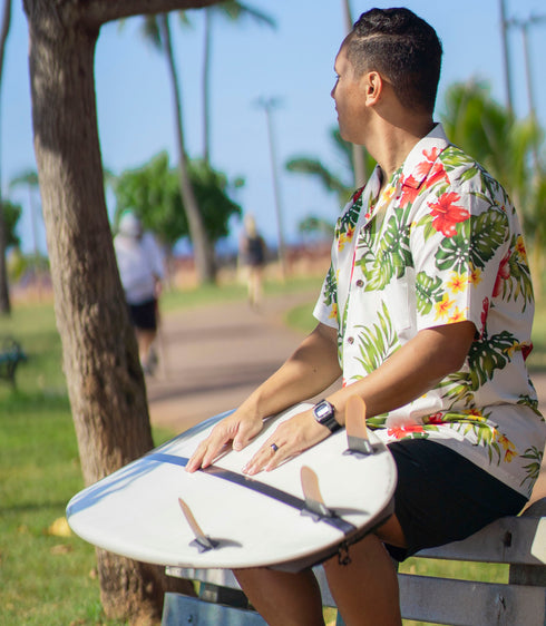 Tropical Summer Hibiscus Men's Hawaiian Shirt