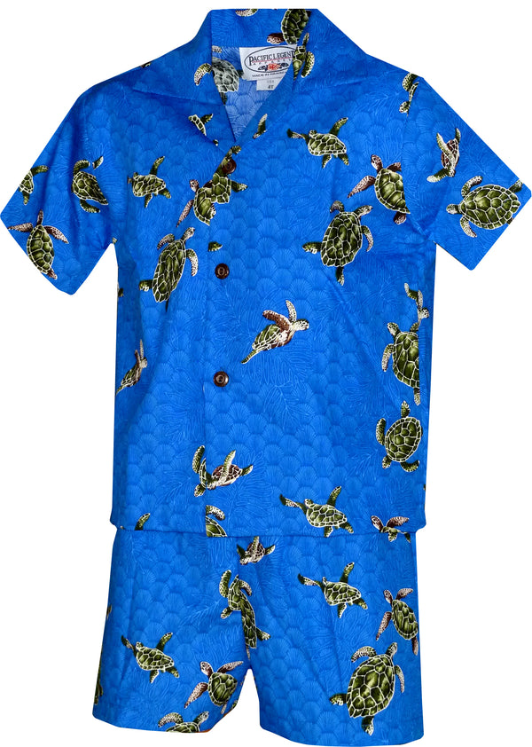 Honu Turtle Swim Boy's 2pc Hawaiian Cabana Set