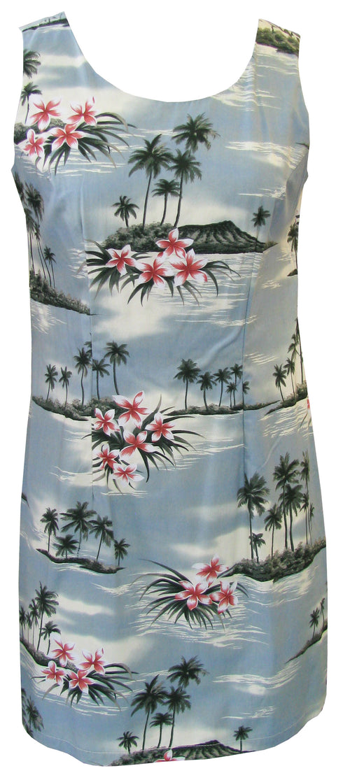Plumeria Island Women's Sheath Hawaiian Short Tank Dress
