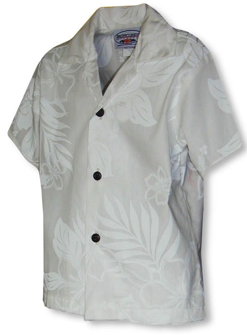 Elegant Tropical White Boy's Hawaiian Shirt