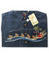 Bamboo Cay Santa's Landing at the Beach Embroidered Christmas Shirt
