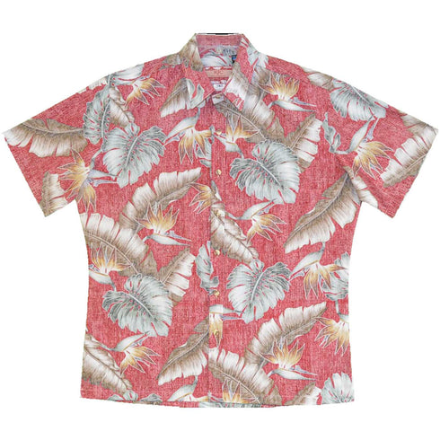 Aloha Leaves Reverse Print Hawaiian Cotton Mens Shirt