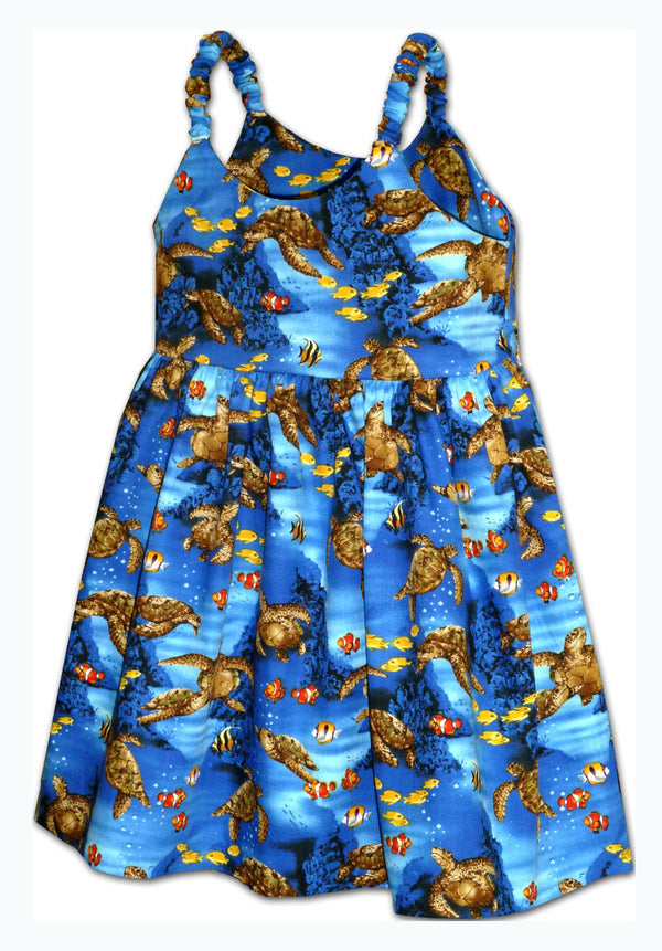 Honu Turtle Nemo Girl's Hawaiian Flared Dress