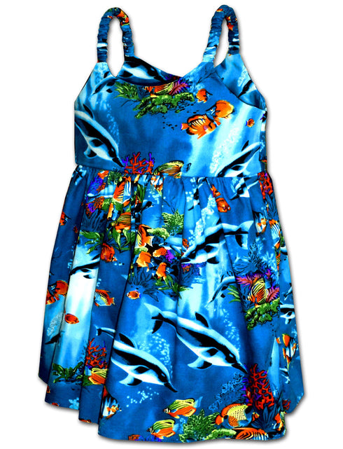 Dolphin Angelfish Girl's Hawaiian Flared Dress