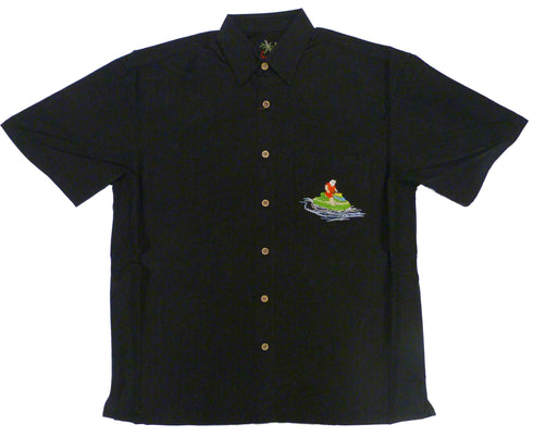 Bamboo Cay Mens Santa on Jet Embroidered Shirt