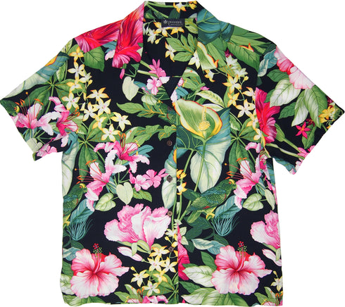 Parakeet Lush Garden Women's Hawaiian Camp Shirt – 100% Rayon, Made in Hawaii | RJC