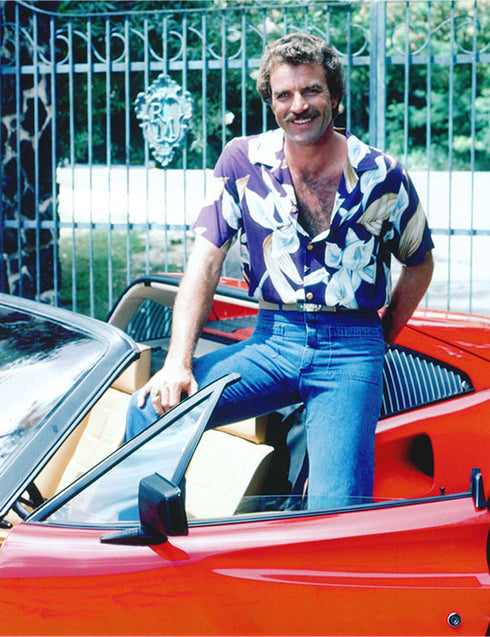 Paradise Found Men's Tom Selleck Magnum PI Calla Lily Hawaiian Shirt