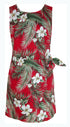 White Hibiscus Fern Women's Mock Wrap Hawaiian Sarong Dress