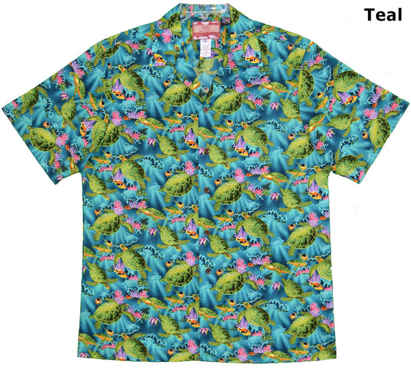Green Honu Turtles Men's Hawaiian Shirt