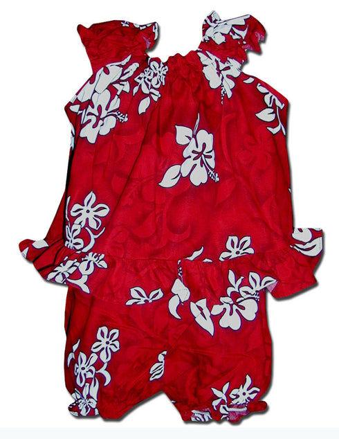 Shadow White Hibiscus Girl's 2pc Hawaiian Cabana Set
