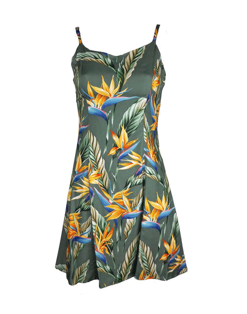Bird of Paradise Panel Women's Princess Seam Flared Hawaiian Dress (Petite Size)