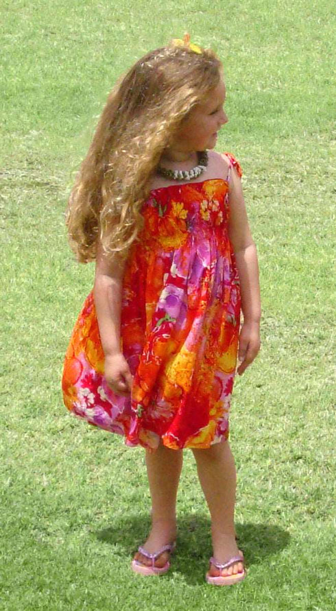 Beauteous Flower Poetry Girl's Hawaiian Smocked Dress