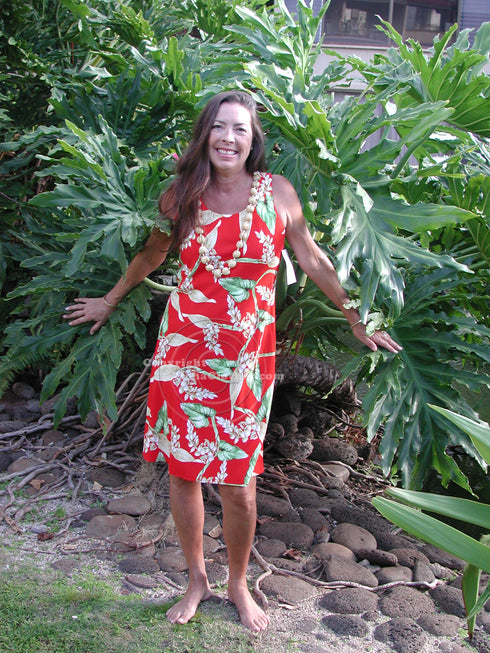 Shell Ginger Women's Short Tank Flared Hawaiian Dress