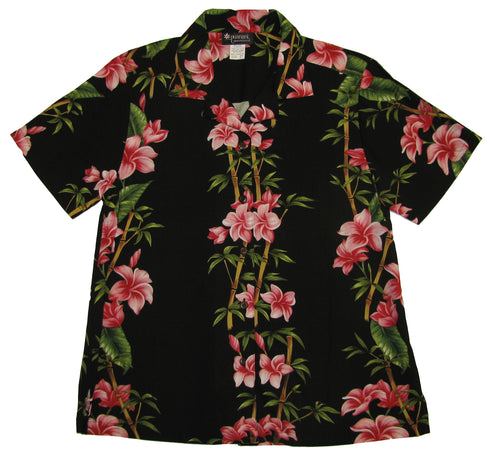Plumeria Bamboo Panel Women's Hawaiian Camp Shirt – 100% Rayon, Made in Hawaii | RJC