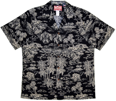 Woodcut Polynesian Island Men's Hawaiian Shirt