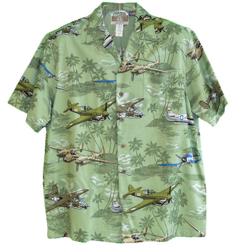 Aerial Island Dog Fight Mens Hawaiian Shirt