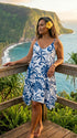 Delicate Tropical Hawaiian Scarf Hem Rayon Dress