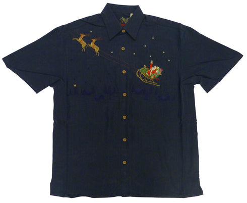 Bamboo Cay Mens Flying Santa Embroidered Shirt