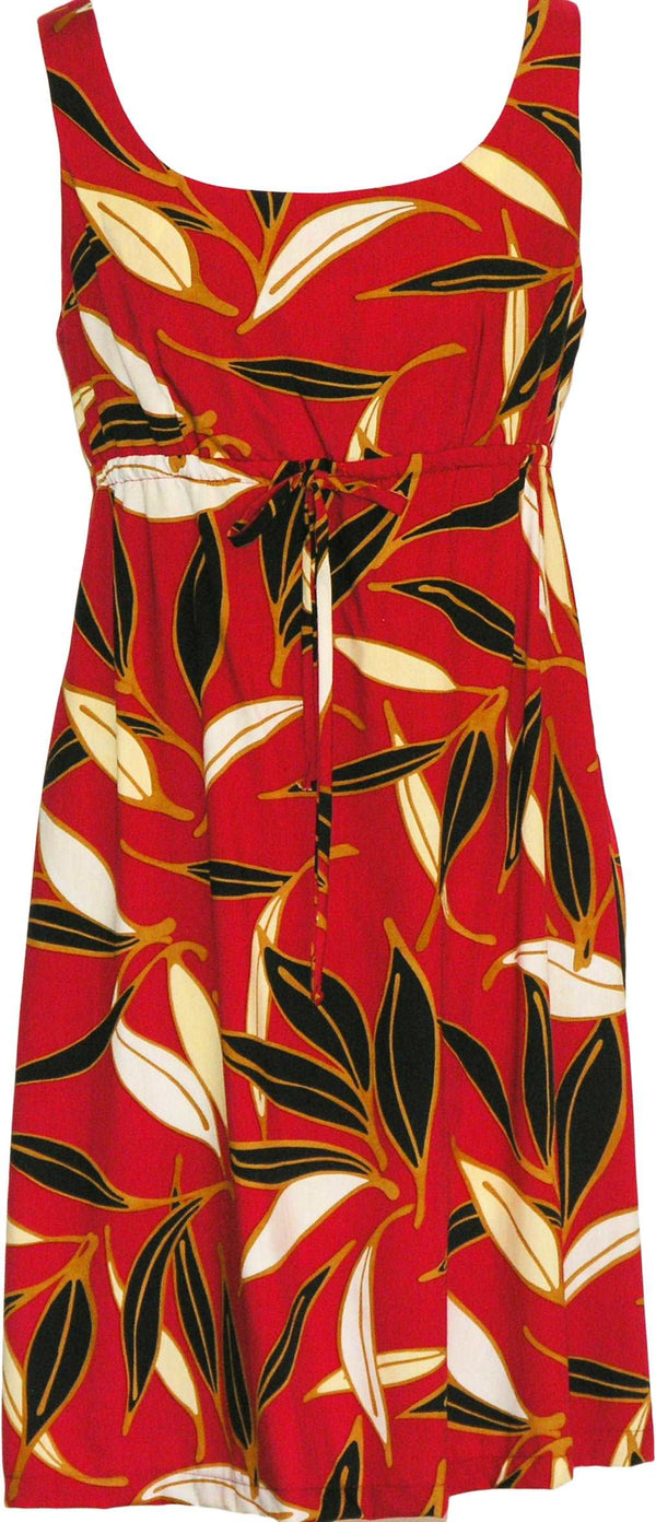 Asian Serenity Women's Empire Tie Front Hawaiian Dress (Regular Fit)