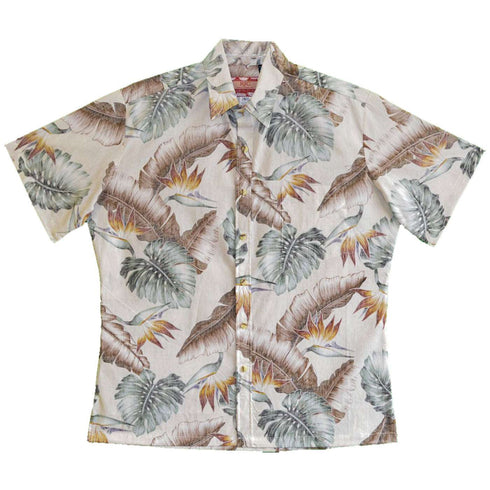Aloha Leaves Reverse Print Hawaiian Cotton Mens Shirt
