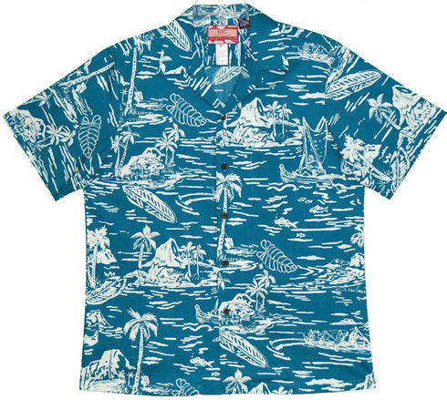 Woodcut Hawaiian Men's Hawaiian Shirt