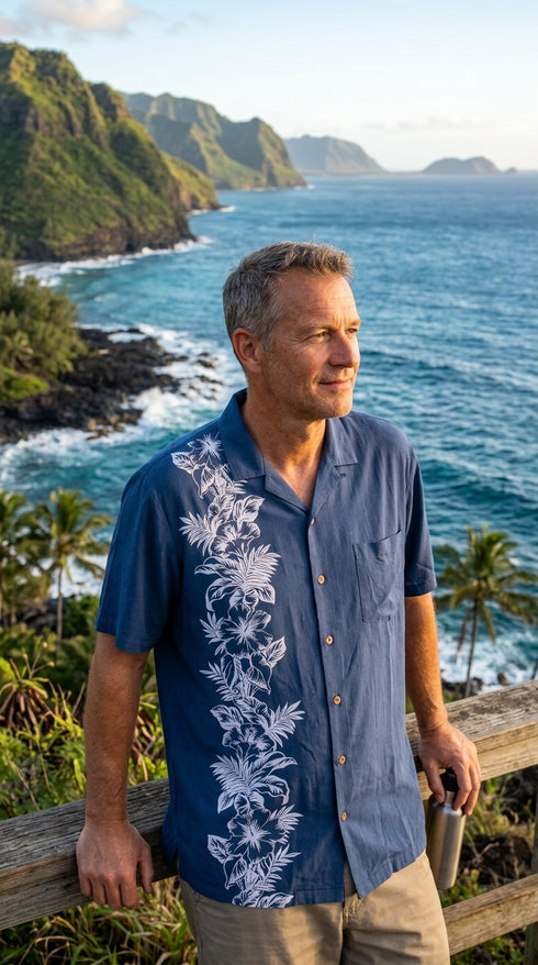 Paradise Found Men's Hibiscus Panel Hawaiian Shirt, view 3 of 12
