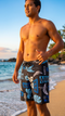 Hawaiian Island Creations HIC 19" Mahi Mahi Palms 8 Way Stretch Boardshorts