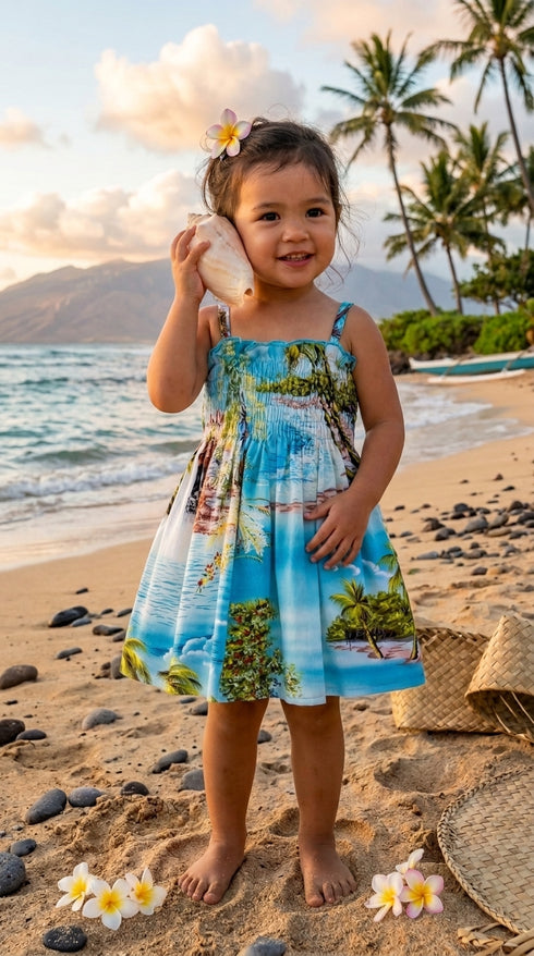Paradise Island Surf Infant & Toddler Girl's Hawaiian Smocked Dress