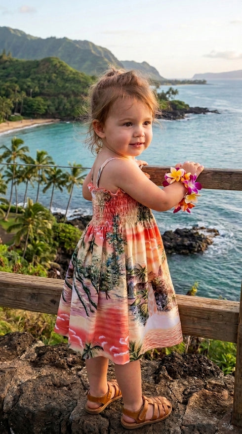 Paradise Island Surf Infant & Toddler Girl's Hawaiian Smocked Dress
